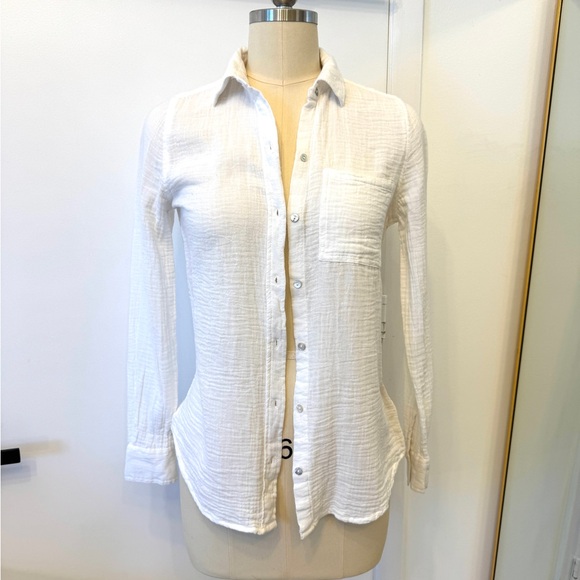 Lola River White Gauze Button Down Shirt XS | Lightweight Cotton | NWT - Picture 2 of 6